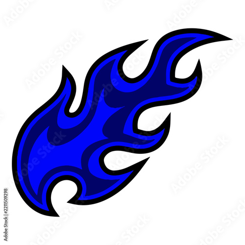 Blue Stylized Flame Decal Vector Graphic