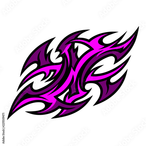Abstract Pink and Purple Tribal Tattoo Design Vector Graphic