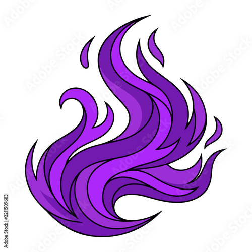 Stylized Purple Fire Flame Graphic Isolated on White Background