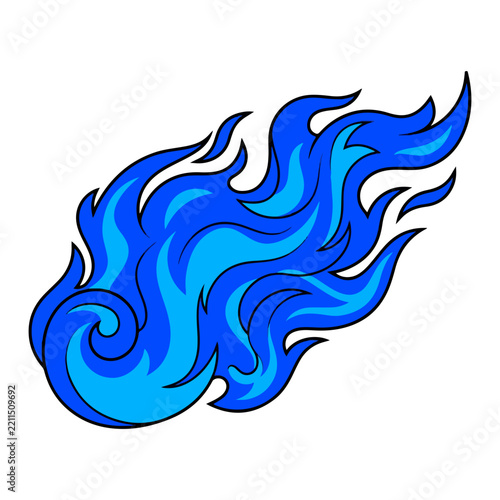 Blue Fire Flame Vector Illustration Stylized Burning Effect