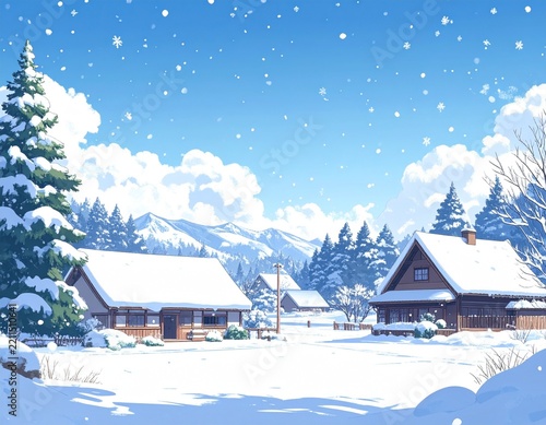 Soft Snowdrifts With Smooth Curves and Blue Shadows in a Winter Landscape