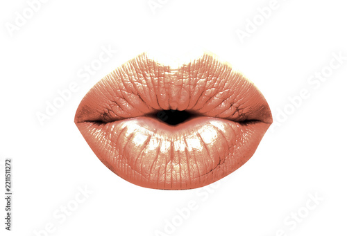 Whistling Lips Woman | Small Mouth Expression | Isolated on Clean White Back