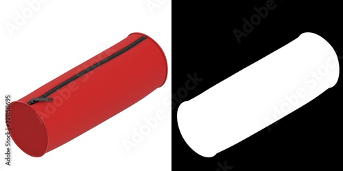 3D rendering illustration of a Cylindrical Zipper Pencil Case
