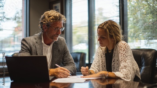 Financial Advisor Discussing Investment Strategies with Female Client