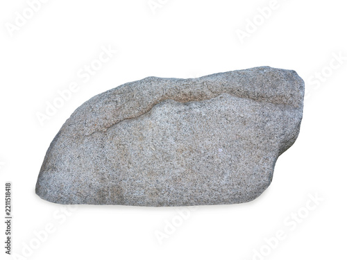 Smooth granite boulder isolated on white background.