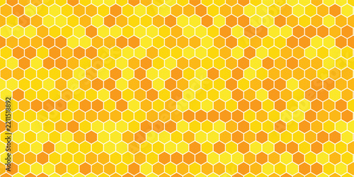 Yellow and orange hexagon pattern background, geometric honeycomb texture with repeating hexagonal tiles