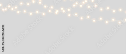 Obraz na plátně Vector Christmas lights on a transparent background