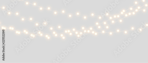 Fotografie Vector Christmas lights on a transparent background