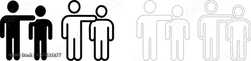 Mentorship and friendship icons. Solid and outline style symbols