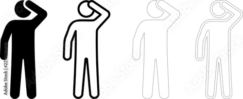 Saluting person solid icon set. Featuring different outline styles