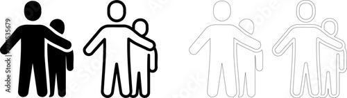 Parent and child icons. Solid and outline style vector symbols
