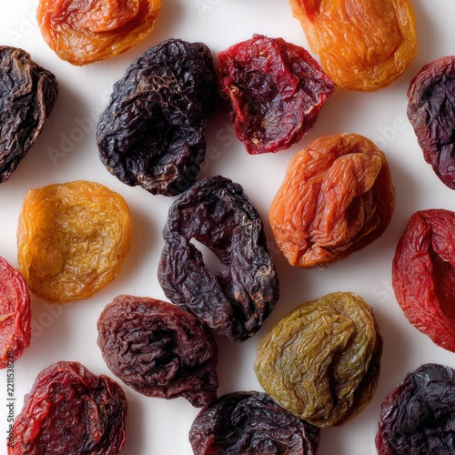 Colorful Dried Fruit Assortment on White Background