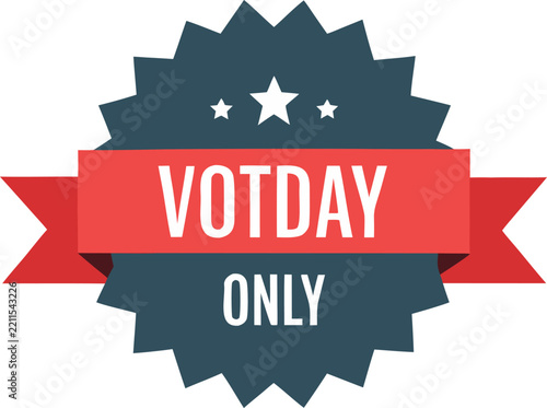 Votday only badge label with red ribbon and stars Vector