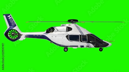 Helicopter on Green Screen Background