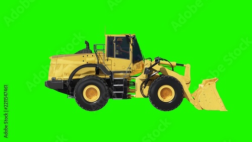 Construction Loader on Green Screen