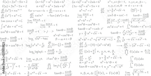 Mathematical Equations and Formulas: A collage of complex mathematical equations, calculus, and formulas, showcasing the intricacies of scientific and academic study.