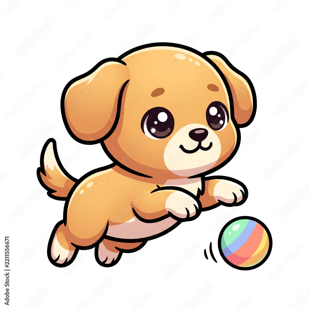 Obraz premium Cute puppy playing with a ball
