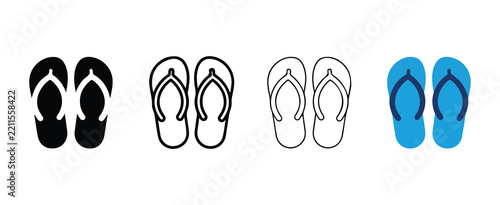 flip flops sandals illustrated in simple line art and solid color style