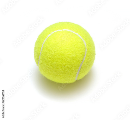 Classic yellow green tennis ball on white background
