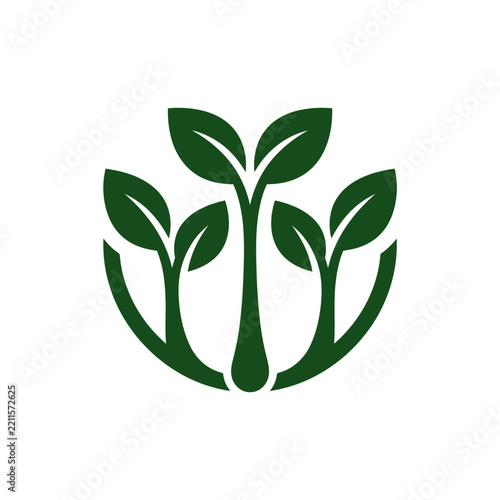 Three Young Green Sprout Plants Growing in Circular Shape Vector