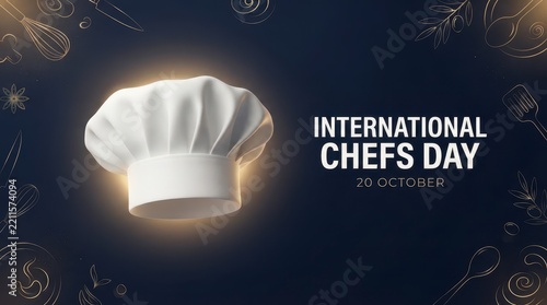 Chef hat on black background for international chefs day