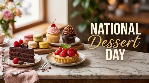 Assorted desserts on table for national dessert day