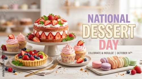 Colorful desserts celebration for national dessert day