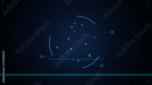 Glowing Digital Globe HUD with Network Connections and Interface