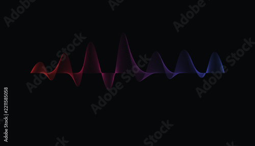Colorful Abstract Sound Waveform Line on Black Background