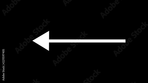 White arrow moves left across black screen motion graphic with copy space