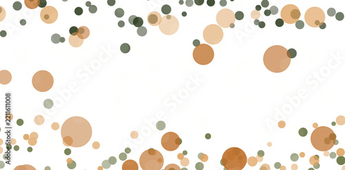 Abstract earth tone circle confetti border isolated on transparent
