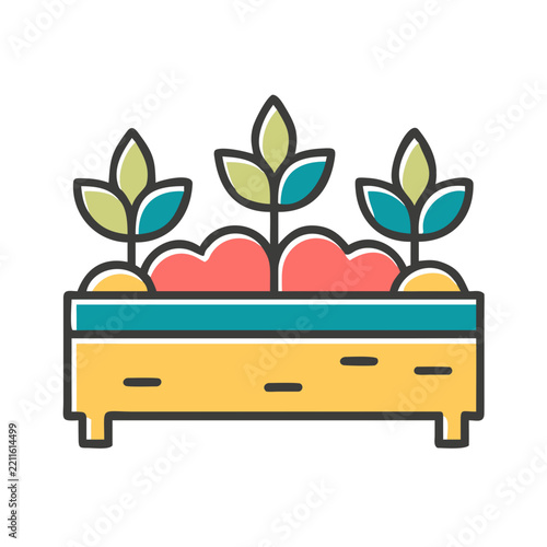 A raised flower bed is a flower garden that is located on an elevated surface.