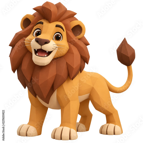 Cute stylized lion clipart graphic with transparent background for