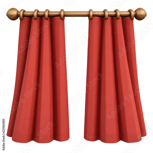 Red velvet curtains isolated graphic for stage theater event backdrop