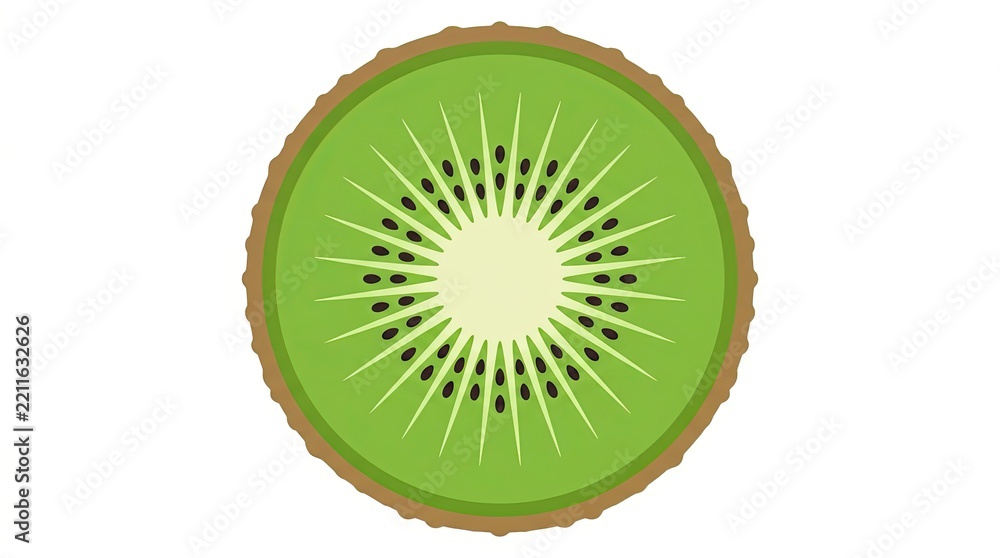 Fototapeta premium Cross-section of a kiwi fruit showing green flesh and black seeds