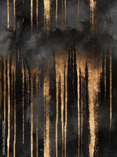 Black and Gold Distressed Vertical Streak Texture