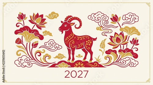 Celebrating the year of the goat a vibrant depiction of tradition prosperity and good fortune during chinese new year festivities in 2027