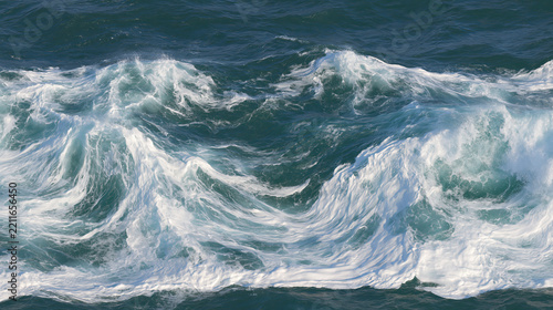 Rolling Ocean Waves Rendered in Expressive Painterly Style
