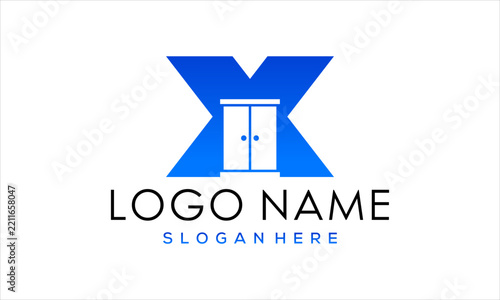 Letter X furniture and wardrobe logo design vector template