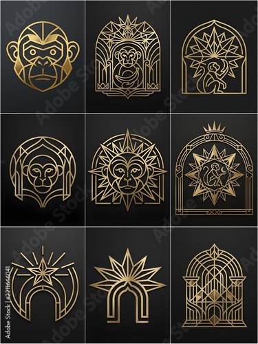 set of golden ornament 