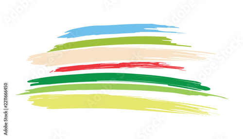 Colorful Hand Painted Brush Stroke Arcs Abstract Background