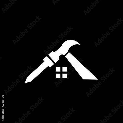 illustration of a house in a black background