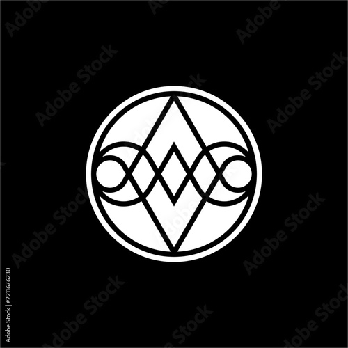 Double rim circular AV or VA monogram with clean geometric infinity loop. Perfect for asset management, tech startups, biotech, plus consulting.
