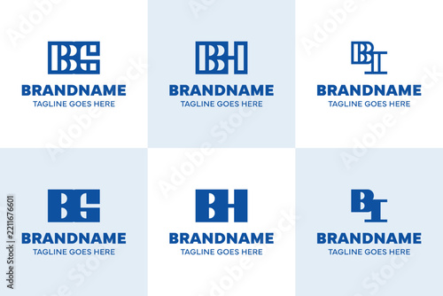 Letters BG BH BI Monogram Logo Set, for GB HB IB initials Brand