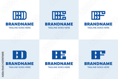 Letters BD BE BF Monogram Logo Set, for DB EB FB initials Brand