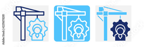 Construction Management Icon In Two Colors Style Collection 