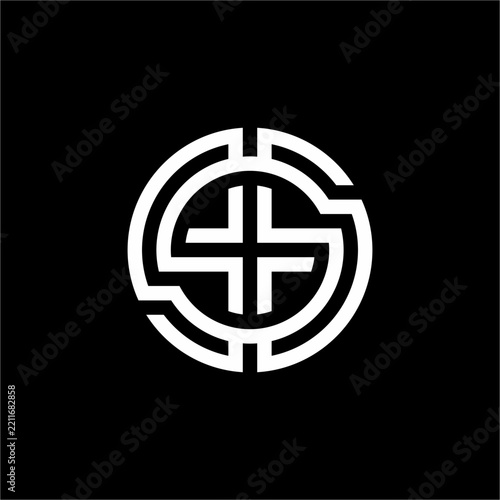 Sleek geometric S monogram featuring a cross-hair plus element inside a segmented circle. Ideal for health tech, digital banking, venture capital, plus pharma.