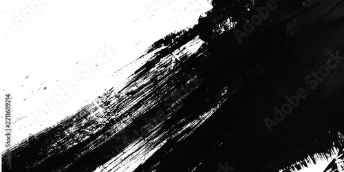 Black ink brush stroke isolated on a transparent background for