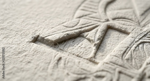 Extreme macro of blind debossing on heavy cotton rag paper texture