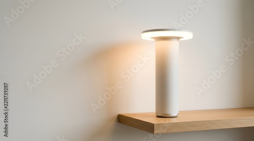 Contemporary Cordless Smart Desk Lamp illuminating Plain Beige Wall in Aesthetic Room